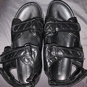 Black quilted sandals